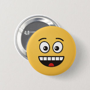 Macaron Rond 5 Cm Visage souriant avec bouche ouverte