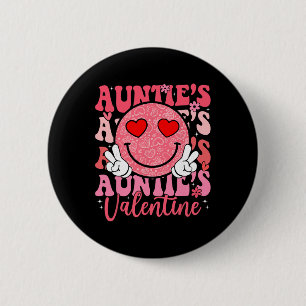 Macaron Rond 5 Cm Visage Souriant Groovy Tante de la Saint-Valentin