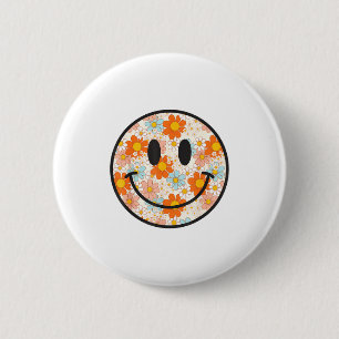Macaron Rond 5 Cm Visage Sourire Joyeux Rétro Daisy Prépa Hommes