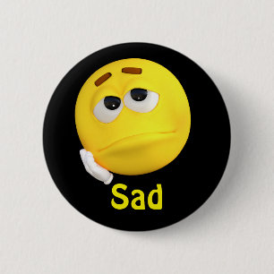 Macaron Rond 5 Cm Visage triste de bande dessinée d'émoticône