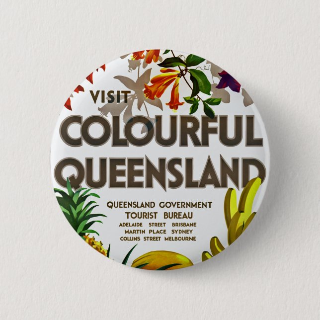 Macaron Rond 5 Cm Visiter Colorful Queensland (Devant)
