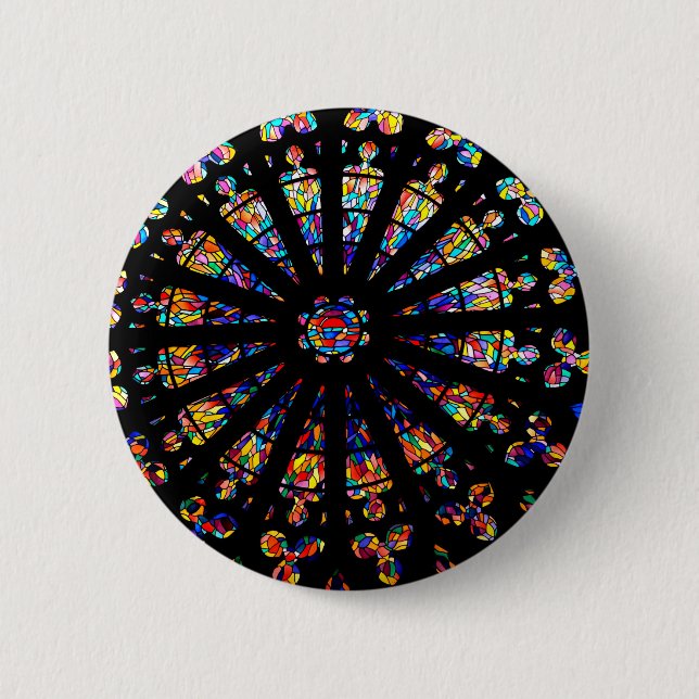 Macaron Rond 5 Cm vitraux de l'église couleurs (Devant)