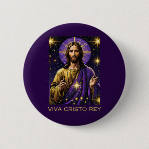 Macaron Rond 5 Cm Viva Cristo Rey Catholique Jésus Christ le Roi
