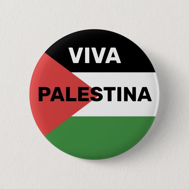 MACARON ROND 5 CM VIVA PALESTINA LIBRE PALESTINE DRAPEAU ROUGE NOIR  (Devant)