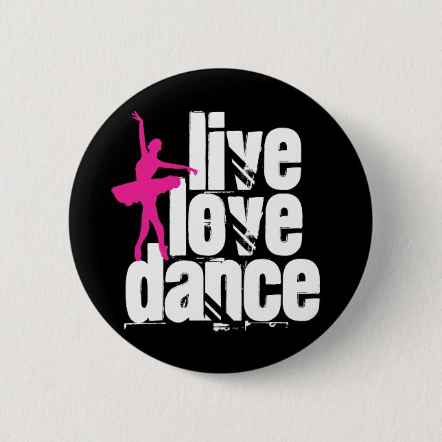 Macaron Rond 5 Cm Vivant, amour, ballerine de danse (Devant)