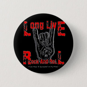 Macaron Rond 5 Cm Vivent longtemps le rock (le noir)