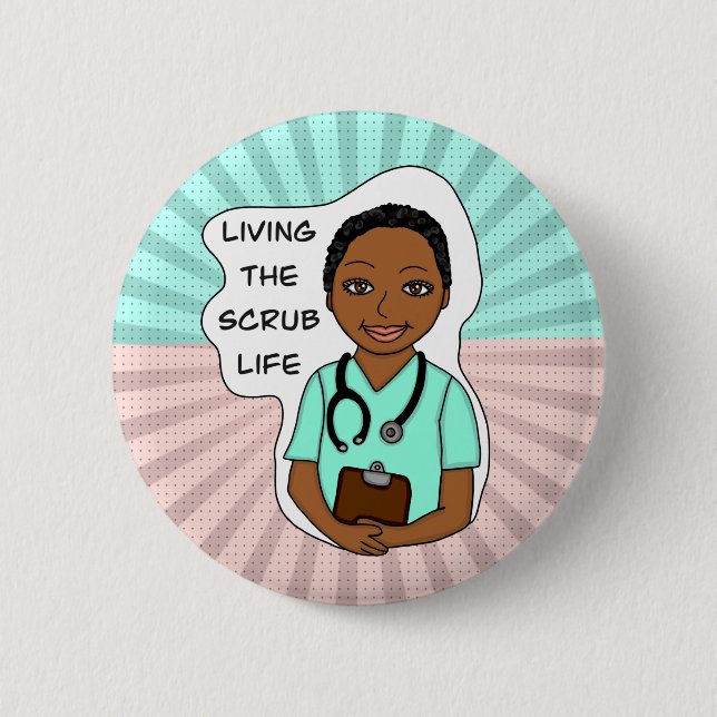 Macaron Rond 5 Cm Vivre la vie de l'épouvantail | Infirmière, aidant (Devant)