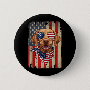 Macaron Rond 5 Cm Vizsla du 4 juillet Drapeau américain Usa