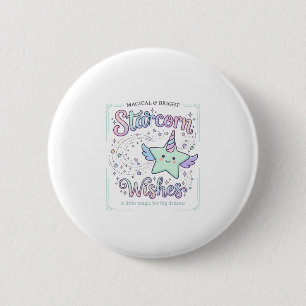 Macaron Rond 5 Cm Vœux de licorne Starcorn Vêtements Adorables Graph
