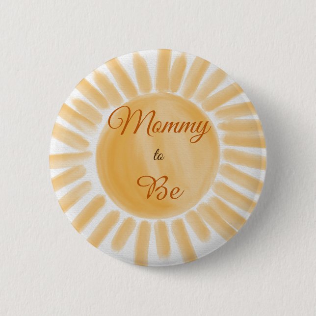 Macaron Rond 5 Cm Voici Son Jaune soleil Baby shower Mère (Devant)