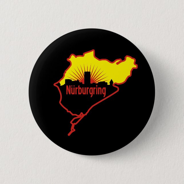 Macaron Rond 5 Cm Voie de course de Nurburgring Nordschleife, (Devant)
