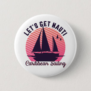 Macaron Rond 5 Cm Voile vintage Retro Caraïbes Obtenons Nauti