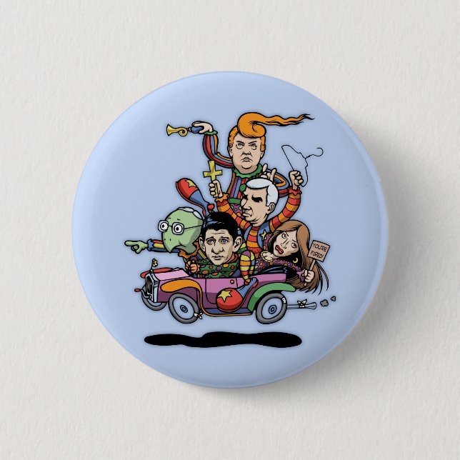 Macaron Rond 5 Cm Voiture '16 de clown de GOP (Devant)