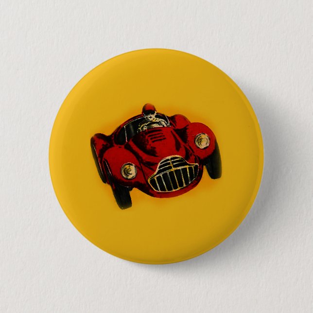 Macaron Rond 5 Cm Voiture de course automobile jaune rouge (Devant)