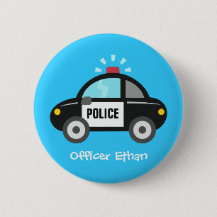 Macaron Rond 5 Cm Voiture de police mignonne avec sirène pour enfant