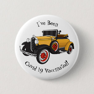 Macaron Rond 5 Cm Voiture jaune classique 1931