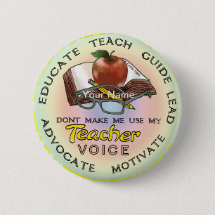 Macaron Rond 5 Cm Voix de l'enseignant scolaire
