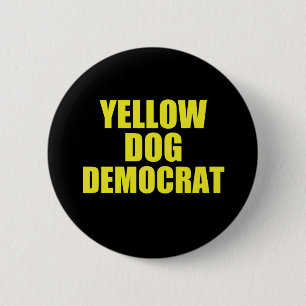 Macaron Rond 5 Cm Voix démocrate de chien jaune Politique