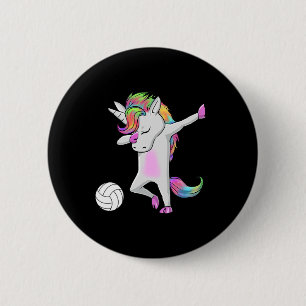 Macaron Rond 5 Cm Volleyball Dabbing Unicorn Funny Dab Dance Spoport