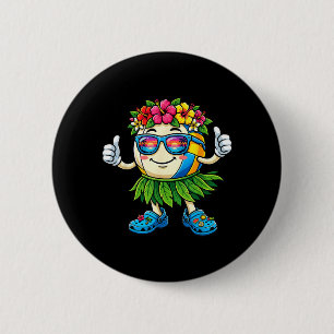 Macaron Rond 5 Cm Volleyball Hawaïen Plage Tropicale Été Hawaï