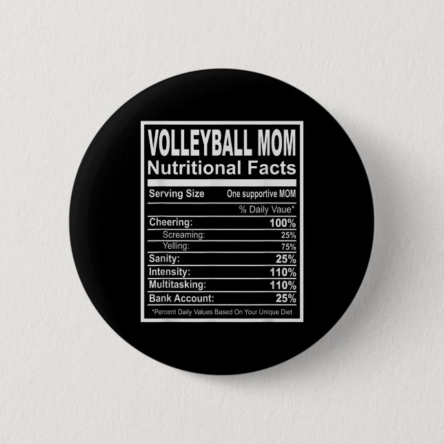 Macaron Rond 5 Cm Volleyball Maman Faits nutritionnels (Devant)
