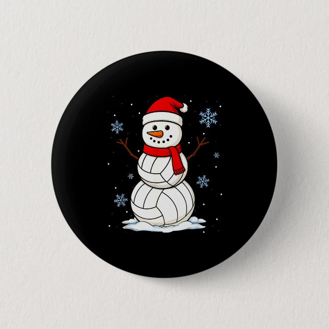 Macaron Rond 5 Cm Volleyball Snowman Merry Christmas Funny Srts Xmas (Devant)