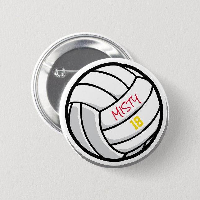 Macaron Rond 5 Cm Volleyball Team Spirit Player Nom du joueur  (Devant & derrière)
