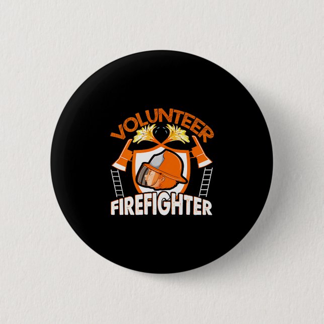 Macaron Rond 5 Cm Volunteer Firefighter Fireman Gift Proud Firefight (Devant)