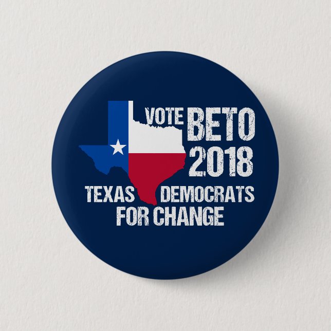 Macaron Rond 5 Cm Vote Beto 2018 Sénat Texas Democrats (Devant)