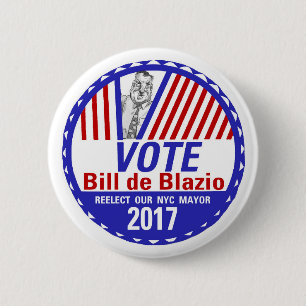 Macaron Rond 5 Cm Vote Bill de Blazio 2017