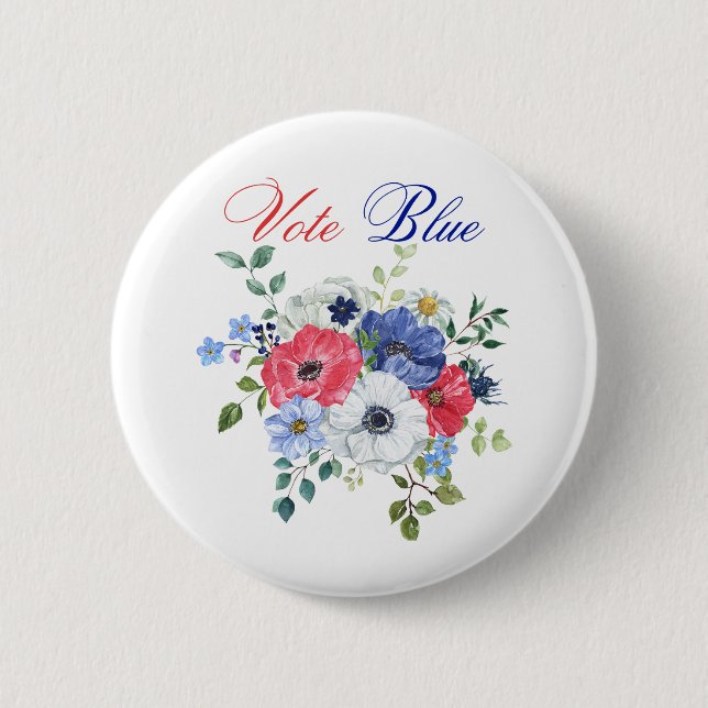 Macaron Rond 5 Cm Vote Blue Voter USA Democratic Political Voter (Devant)