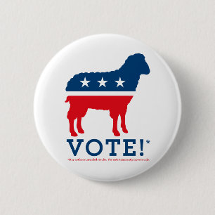Macaron Rond 5 Cm Vote ! Bouton de logo de partie de moutons