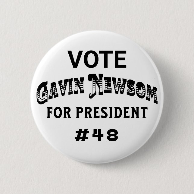 Macaron Rond 5 Cm Vote de Gavin Newsom pour le président (Devant)