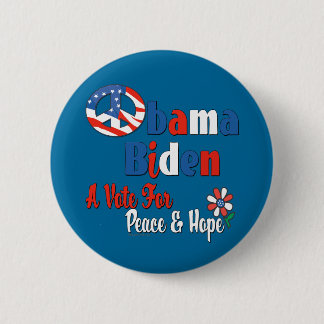Macaron Rond 5 Cm Vote d'Obama Biden pour la paix et l'amour