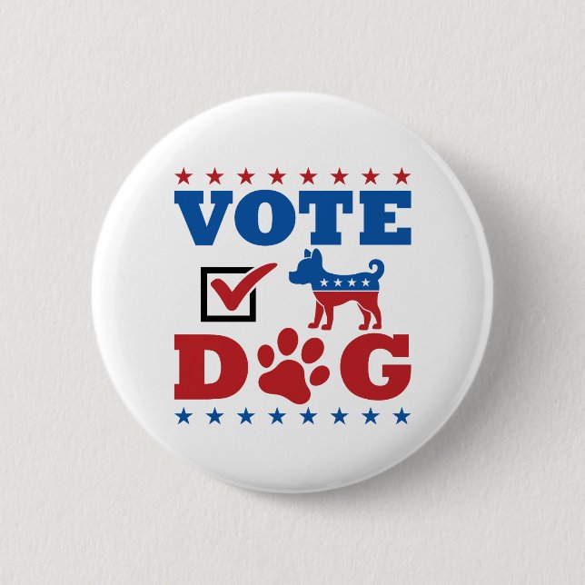 Macaron Rond 5 Cm Vote Dog 2020 Satir Politique d'élection président (Devant)