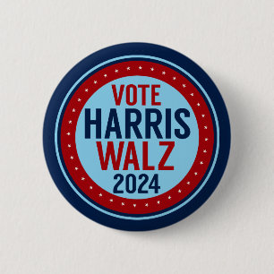 Macaron Rond 5 Cm Vote Harris Walz pour l'élection présidentielle de