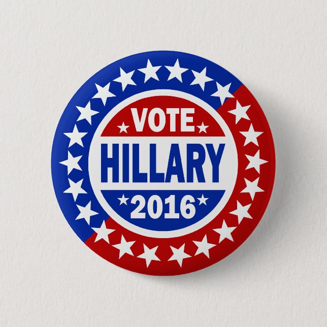 Macaron Rond 5 Cm Vote Hillary 2016 (Devant)