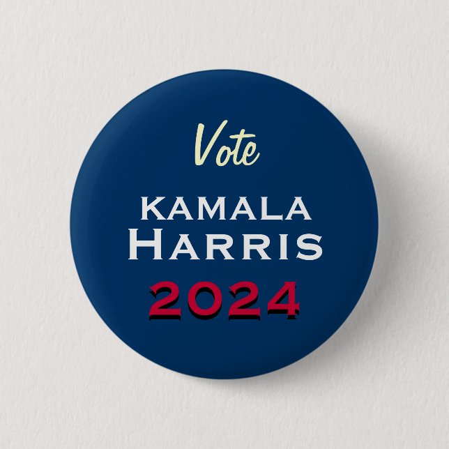 Macaron Rond 5 Cm Vote Kamala HARRIS Bouton Campagne 2024 (Devant)