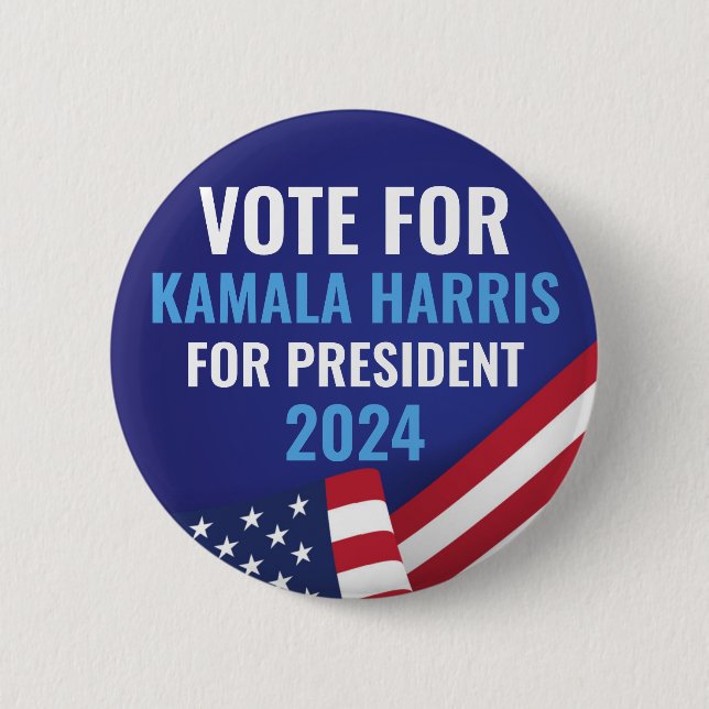 Macaron Rond 5 Cm Vote Kamala Harris Pour Le Président 2024 (Devant)