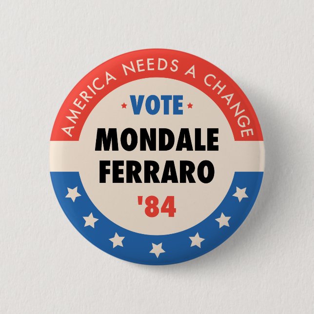 Macaron Rond 5 Cm Vote Mondale/Ferraro '84 (Devant)