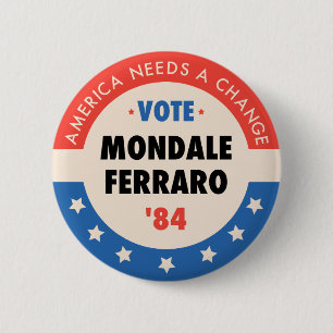 Macaron Rond 5 Cm Vote Mondale/Ferraro '84