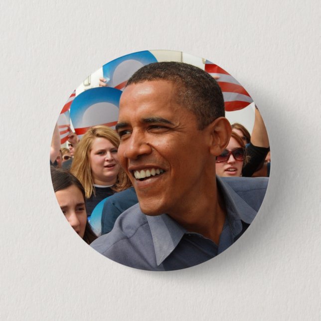 Macaron Rond 5 Cm Vote Obama -08 ' - (Devant)