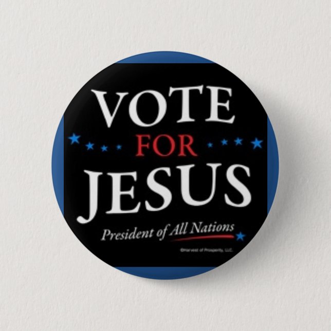 Macaron Rond 5 Cm Vote pour le bouton de Jésus (Devant)