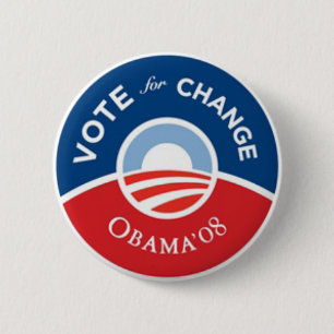 Macaron Rond 5 Cm Vote pour le bouton d'Obama de changement