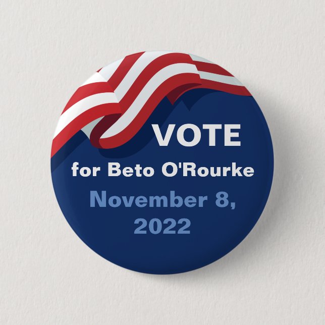 Macaron Rond 5 Cm Vote pour le drapeau américain du gouverneur Beto  (Devant)