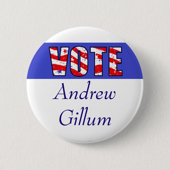Macaron Rond 5 Cm Vote pour l'élection d'Andrew Gillum (Devant)