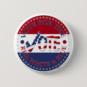 Macaron Rond 5 Cm Vote Pour Red, White Blue USA Cochez Mark VOTE