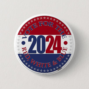 Macaron Rond 5 Cm Vote rouge et bleu 2024 pour le rouge blanc et ble