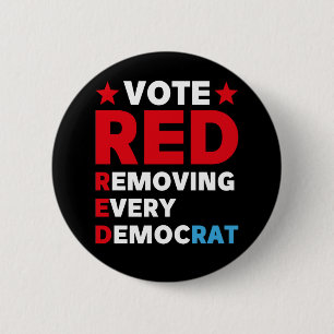 Macaron Rond 5 Cm Vote rouge supprimer chaque démocrate