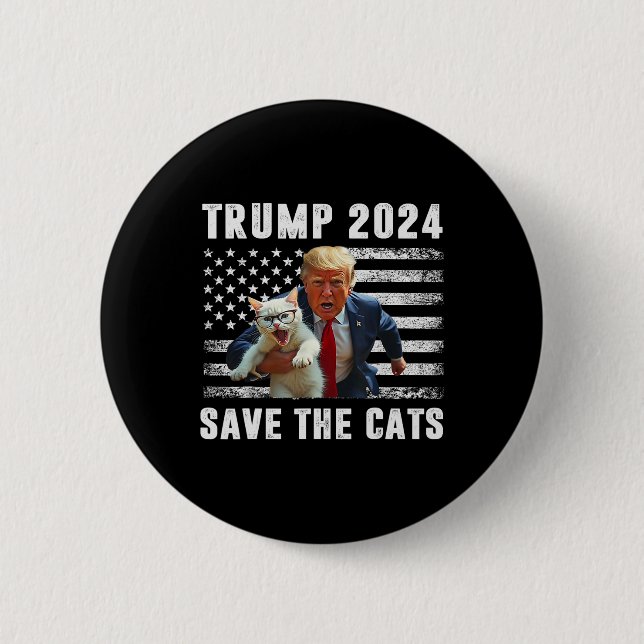 Macaron Rond 5 Cm Vote Trump 2025 Funny Save The Cats  (Devant)